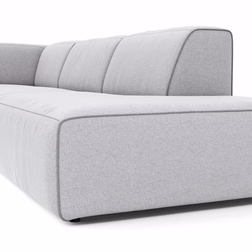 Ecksofa Elementos - Ecke links mit 1-Sitzer und Abschlusselement, Stoff, Hellgrau