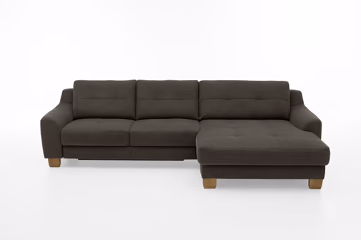 Ecksofa - 2,5-Sitzer mit Longchair rechts, Chenilleflachgewebe, Anthrazit