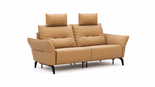 Sofa Bahia - 2-Sitzer inkl. Kopfstütze/ Armlehne verstellbar und Relaxfunktion (motorisch), Leder, Kurkuma