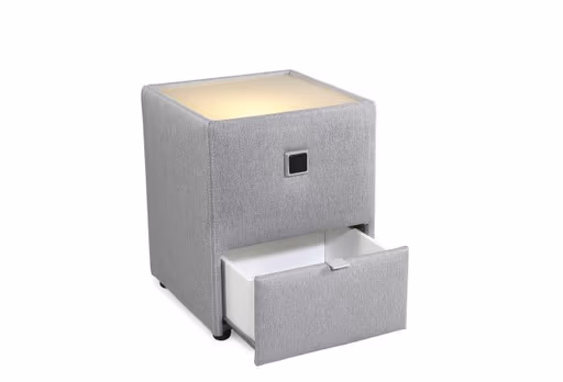 Nachtisch- inkl. LED-Beleuchtung, Stoff, Hellgrau