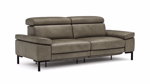 Sofa Hudson - 3-Sitzer, inkl. Relaxfunktion (motorisch) und Kopfteil/Armlehnen verstellbar, Leder, Braungrün