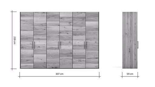 Drehtürenschrank Colorado - B. ca. 307 cm, Wildeichefurnier natur
