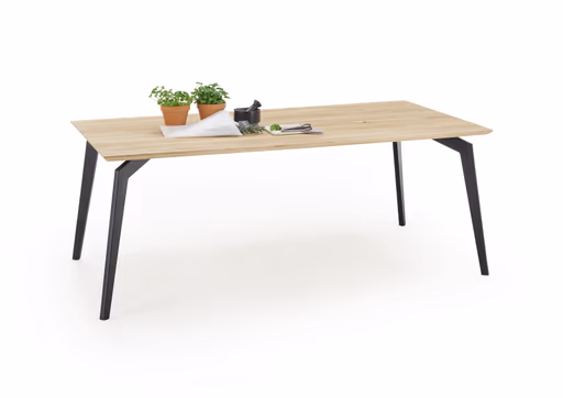 Esstisch - LB ca. 200x100 cm, Wildeiche massiv geölt Legno Light, Schweizer Kante, Schwarz