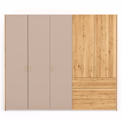 Drehtürenschrank Colorado - B. ca. 257cm, Nougat / Eiche furniert