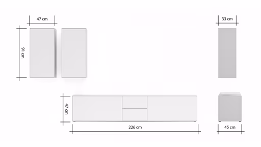 Wohnwand Edge -  Lack Matt, Weiß