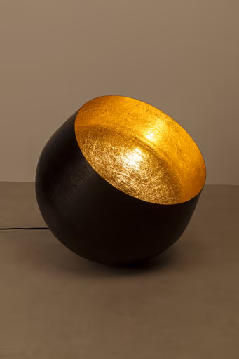 Bodenleuchte- DH ca. 50x50 cm, Stahl vernickelt, Schwarz, Gold
