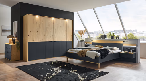 Schlarzimmer - Balkaneiche, Lack, Taupe