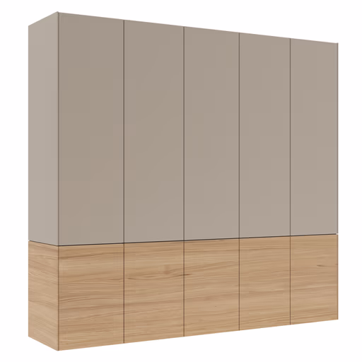 Drehtürenschrank Matera - BHT ca. 251x235x60 cm, Lack Matt, Kaschmir, Eiche, Milk
