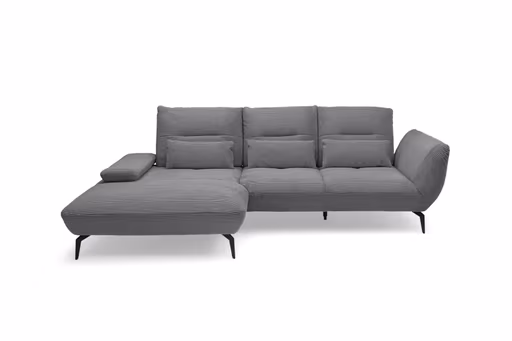 Ecksofa PAYTON - Ecke links, 2-Sitzer inkl. Rückenneigung, Armteilverstellung, Stoff, Grau