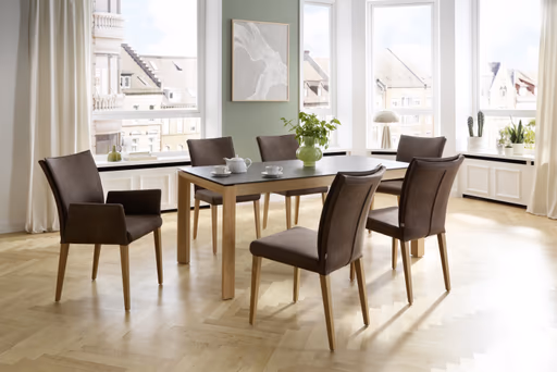 Armlehnstuhl Florea - Stoff, Dunkelbraun