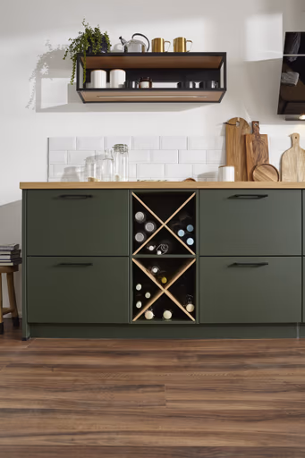 Winkelküche 54.160 GL 7 521, Lack samtmatt Waldgrün