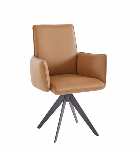 Armlehnstuhl Elda - drehbar, Leder, Cognac