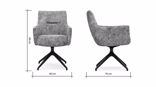 Armlehnstuhl Calgary - drehbar, Stoff, Dunkelblau