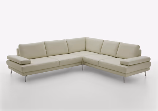 Ecksofa - 3-Sitzer mit Ecke rechts, Leder, Weiß