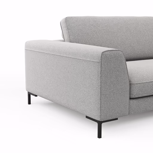 Ecksofa Solano - 2,5-Sitzer mit Longchair Rechts, Boucle, Hellgrau