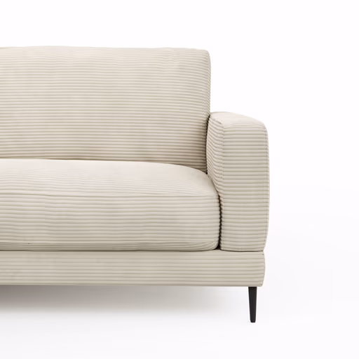 Ecksofa Janne - Longchair links, 1,5-Sitzer, Cord, Offwhite