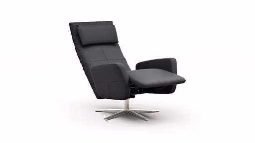 Drehsessel Lotta -Größe L, inkl. Relaxfunktion, Leder, Schwarz