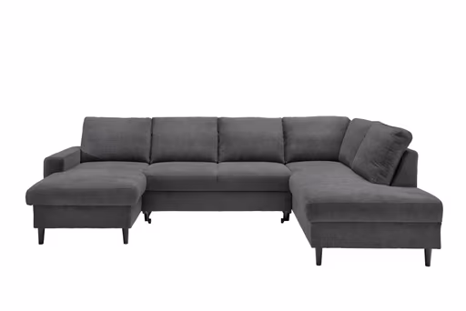 Wohnlandschaft - Longchair mit 2-Sitzer und Ecke rechts, Liegefunktion, Stoff, Anthrazit