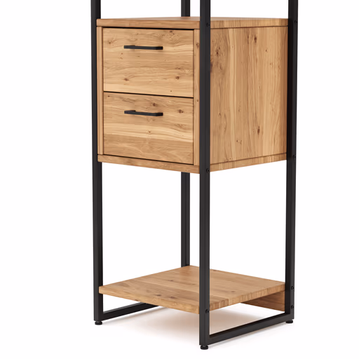 Regal Farmingdale - mit zwei Schubkästen, Eiche massiv, natur geölt