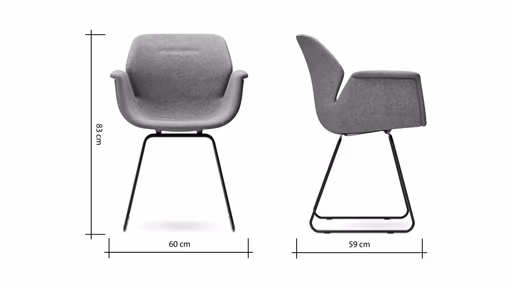 Armlehnstuhl Tooon - Stoff Dunkelblau, Kufe, Schwarz