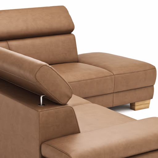 Ecksofa Philadelphia - 2,5-Sitzer, Ecke rechts, Kopfteil verstellbar (manuell), Stoff, Braun