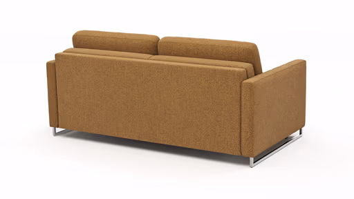 Sofa Nuoro - 2,5-Sitzer inkl. Schlaffunktion, Armlehne mit Kufe, Stoff, Cognac