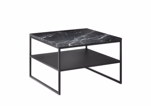 Couchtisch Kai - mit Ablage, LBH ca. 65x65x42 cm, Marmor, Schwarz
