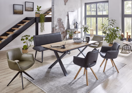 Esstisch - ausziehbar, LB ca. 180x100 cm, Eiche massiv