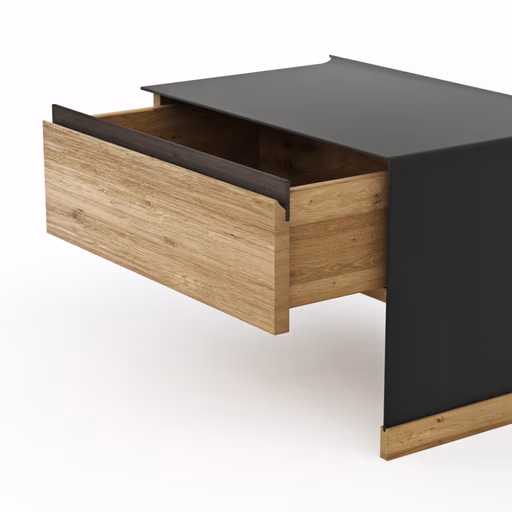 Nachtkonsole Baltimore - Rechts, Wildeiche massiv, Metall