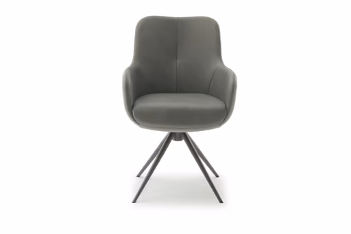 Armlehnstuhl Mis - Leder, Dunkelgrau, Stoff, Grau, Gestell Stativ