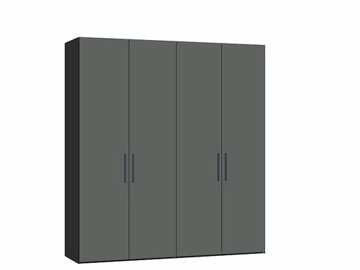 Drehtürenschrank JOIN IT- B ca. 202 cm., Schwarz, Glas, Graugrün