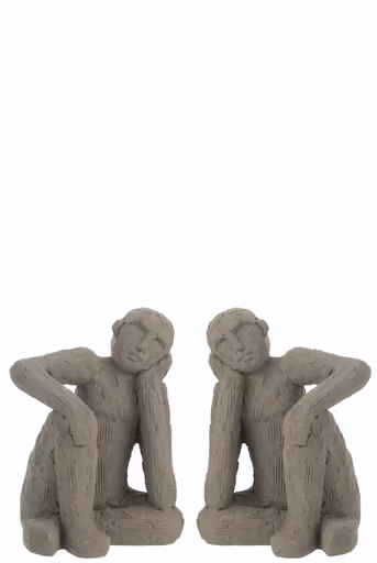 Deko-Buchstütze - 2-tlg., Zementh, Grau