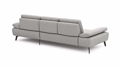 Ecksofa Theodor - 2-Sitzer mit Longchair rechts, Armlehne/Sitztiefe verstellbar, Stoff, Beige