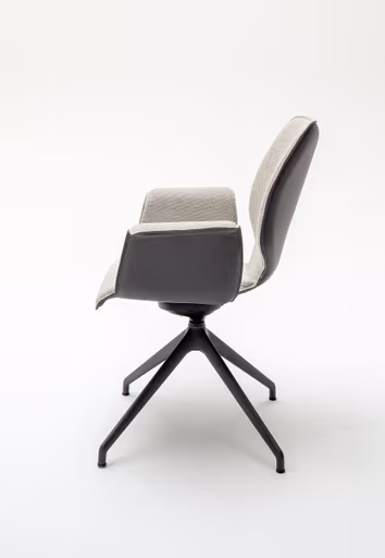 Armlehnstuhl Penthouse - Stoff, Hellgrau, Leder, Grau