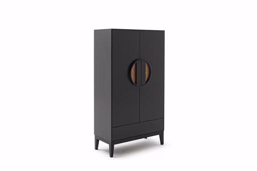 Highboard Jyn - ca. 91x162x41 cm, Lack, Schwarz