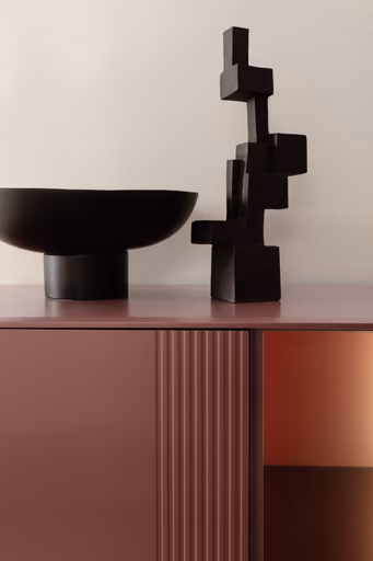 Highboard Colore - mit Beleuchtung, BHT ca. 90x144x45 cm, Lack Samtbeere