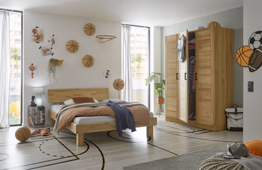 Drehtürenschrank- B ca. 152 cm, Buche, Teilmassiv, Geölt