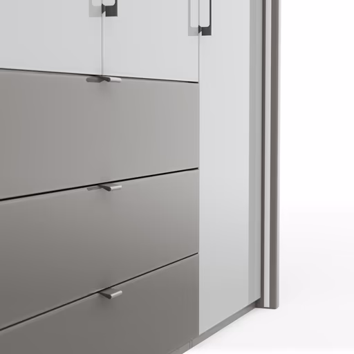 Drehtürenschrank Marbella - B. ca. 257cm, Korpus, Front Glas, Weiß