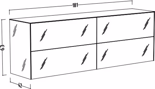 Lowboard - B ca. 181 cm, Schwarz