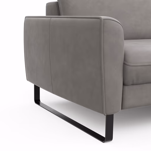 Sofa Avela - 3-Sitzer inkl. Kopfteil verstellbar, Leder, Steingrau