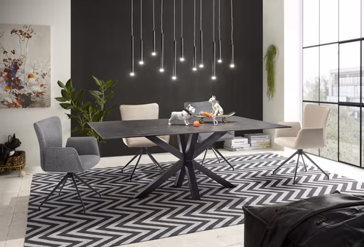 Esstisch ABBIGAIL - LB ca. 200x100 cm, Schwarz