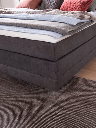 Boxspringbett - Liegefläche ca. 180x200 cm, Stoff, Dunkelgrau