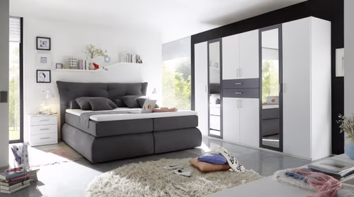 Drehtürenschrank- B ca. 270 cm, Weiß, Graphit