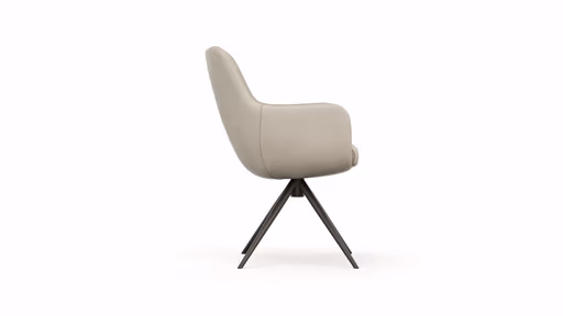 Armlehnstuhl Mis - Leder, Graubraun, Gestell, Schwarz