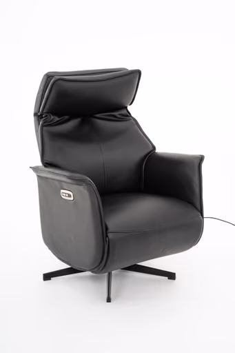 Sessel - Relaxfunktion motorisch, Leder, Schwarz