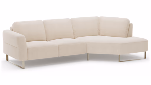 Ecksofa Leona - 2,5-Sitzer mit Ecke rechts, Stoff, Creme