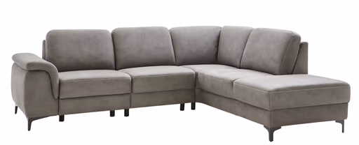 Ecksofa Merlos - 2-Sitzer mit Ecke rechts inkl. Sitzvorzug (motorisch), Stoff, Anthrazit