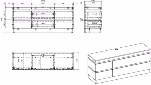 TV-Board- Eiche Dekor, Dunkelgrau
