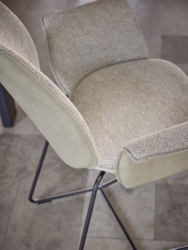 Armlehnstuhl Penthouse - Stoff, Hellgrau, Leder, Steingrau, Kufen, Anthrazit