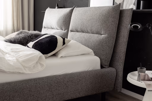 Polsterbett - Liegefläche ca. 180x200 cm, mit Bettkasten, Stoff, Graublau